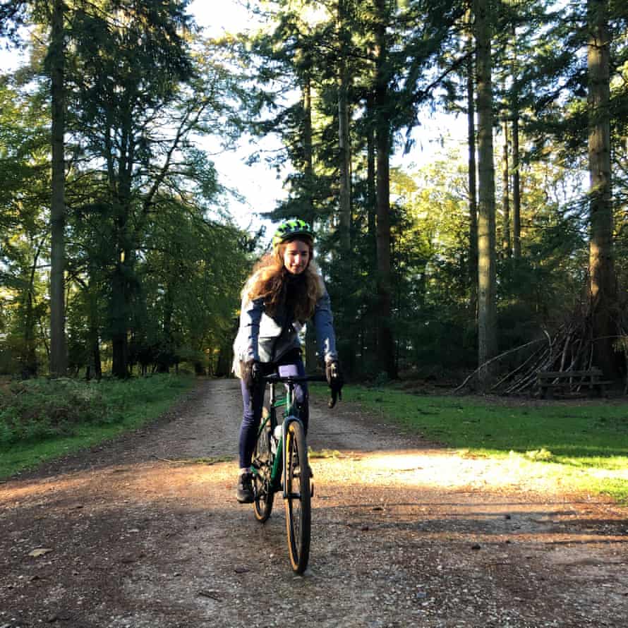 The author enjoying her gravel bike in the New Forest