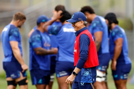 Les Kiss is all smiles as the Wallabies train in Sydney before the second Bledisloe Test against the All Blacks