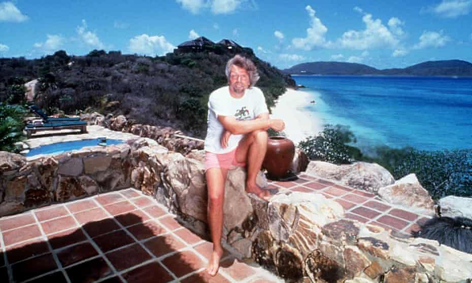 Richard Branson in 1996 on Necker Island, which he owns.