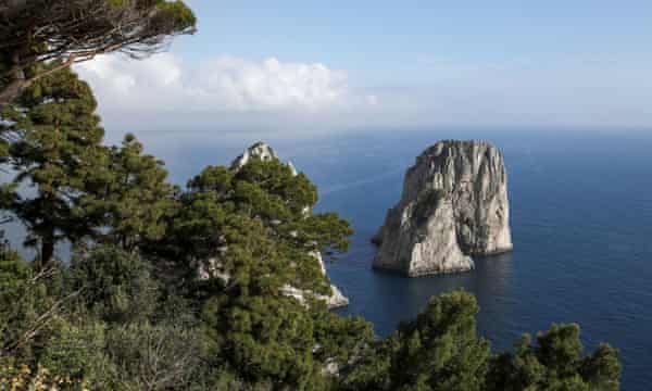 The Faraglioni rocks off Capri, where the seabed has been devastated by the illegal collection of date mussels.