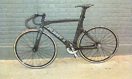 The fixed-wheel track bicycle that was allegedly ridden by Charlie Alliston when he collided with Kim Briggs.