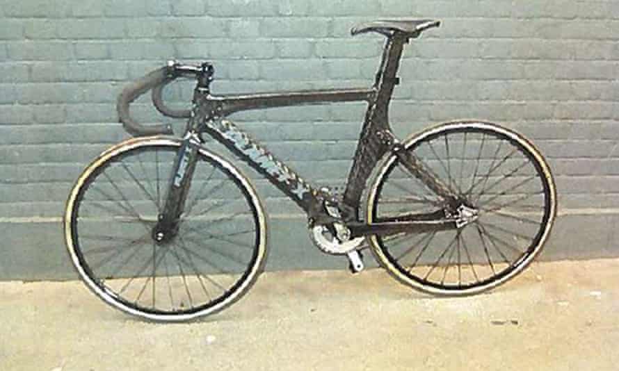 The fixed-wheel track bicycle that was allegedly ridden by Charlie Alliston when he collided with Kim Briggs.