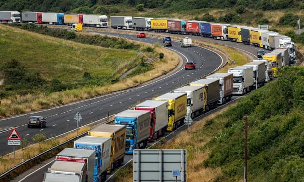 Long queues at Dover last month