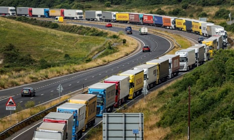 Long queue of lorries at Dover