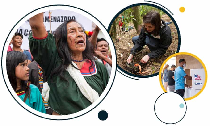 A Kofan woman from the community of Sinangoe celebrates her people’s historic legal victory against gold mining, Ecuadorian Amazon. Photo Jeronimo Zuniga / Amazon Frontlines