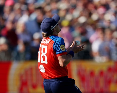 England’s Sam Curran takes a catch to dismiss India’s Vaibhav Sooryavanshi off the bowling of Jofra Archer.