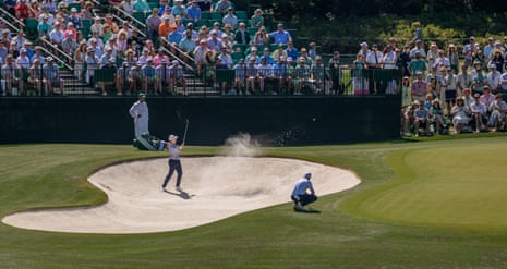 Rory McIlroy out of the bunker.