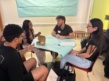 a group of people sitting together