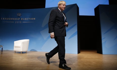 Boris Johnson during Conservative leadership hustings in 2019