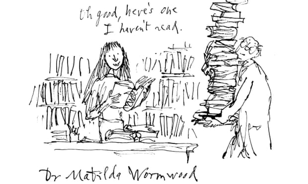 Matilda at the British Library, as drawn by Quentin Blake