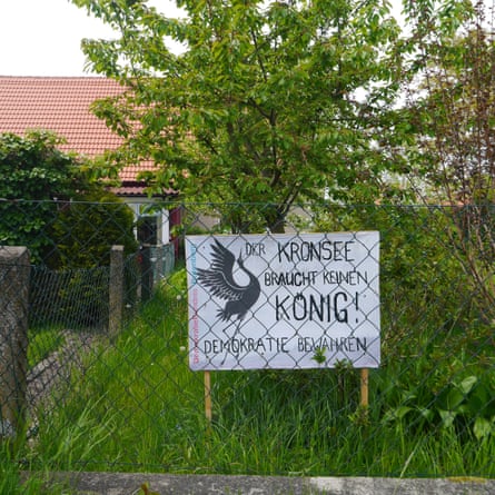 A sign saying no need for a king is seen outside property in Rutenberg where Reichburger members bought several properties.