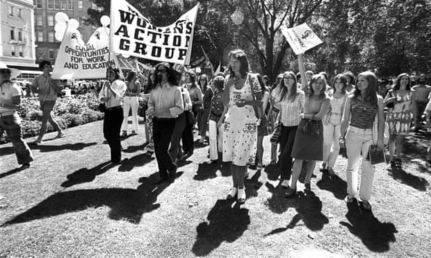 Germaine Greer, centre, at the Women’s Liberation March in Sydney, 11 March 1972.