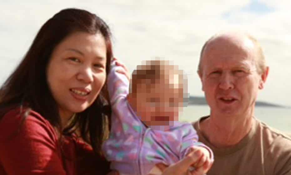 David Farnell, right, his wife Wendy, left, with baby Pipah in Australia. 