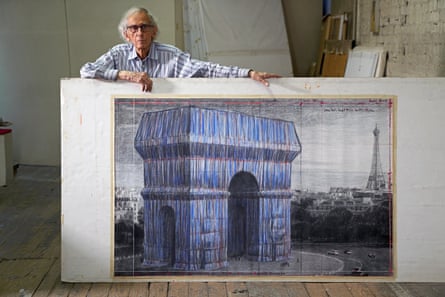 Christo with his drawing of the project