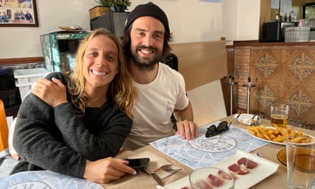 young couple at restaurant table