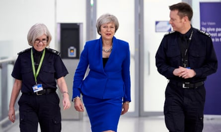 Theresa May at airport