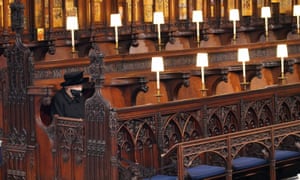 Covid live: former aide of Boris Johnson apologises for ‘anger and hurt’ caused by party 8 Queen Elizabeth II after taking her seat for the funeral of her husband, the Duke of Edinburgh, in St George’s Chapel, Windsor Castle.