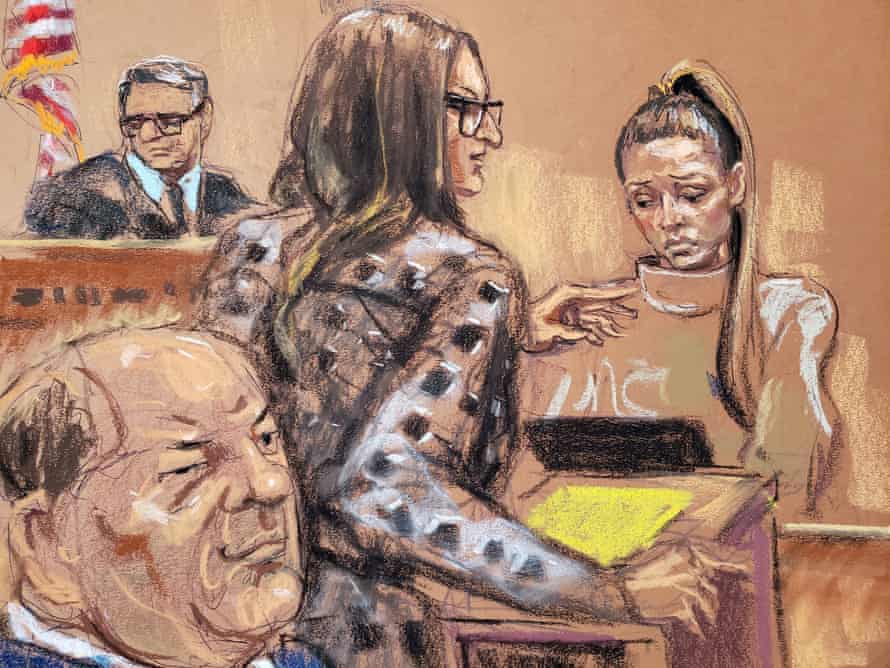 Harvey Weinstein watches as witness Jessica Mann is questioned by Donna Rotunno in front of Judge James Burke during Weinstein’s sexual assault trial at New York criminal court in New York on 3 February.