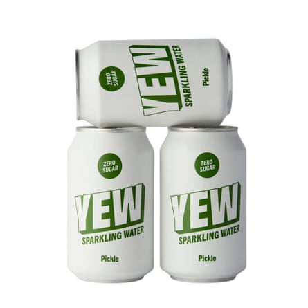 Three cans of Yew Pickle savoury seltzer