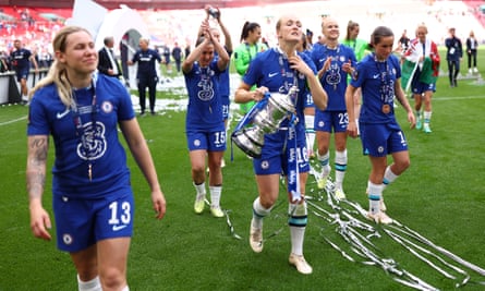 Chelsea players with the Women’s FA Cup.