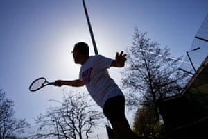 Aden Nyugen plays tennis at Islington Tennis Centre