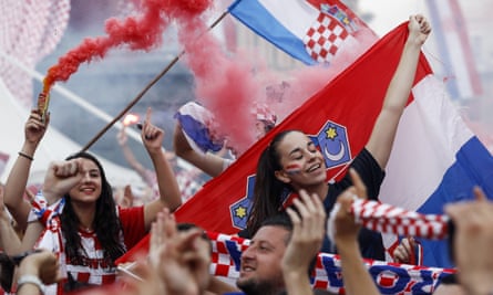 Fans react in Zagreb after Croatia’s 4-2 defeat to France in the World Cup final.