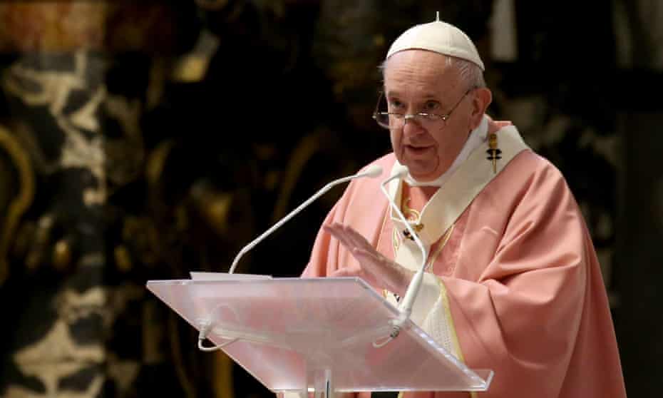 The pope speaks at mass