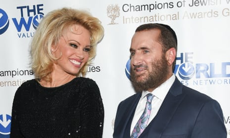 Pamela Anderson with Rabbi Shmuley Boteach. Anderson has appeared on the cover of Playboy 14 times, most recently in December.