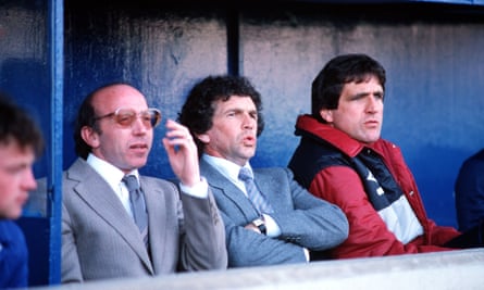 Johnny Giles (centre), seen here managing West Brom on a day that he didn’t pick himself to play.