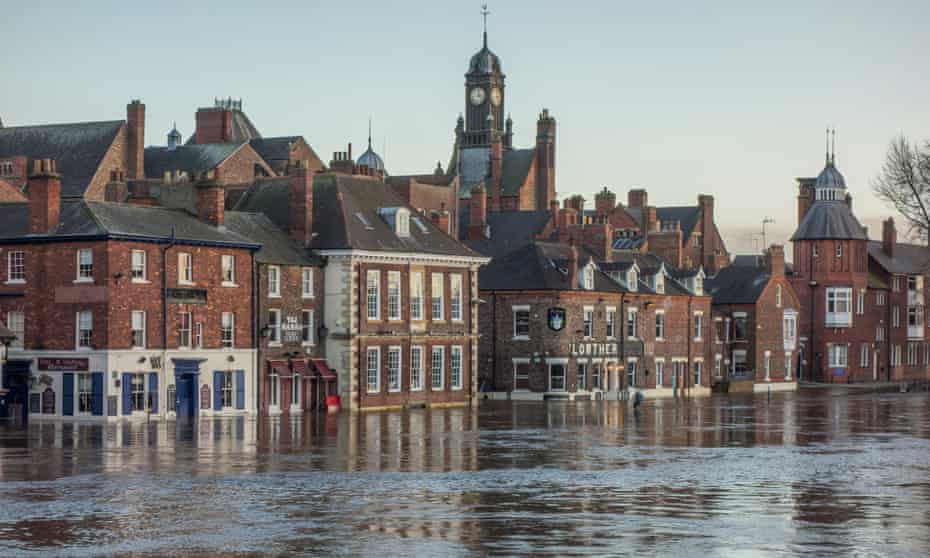 River Ouse in flood at the King's Staith area in York