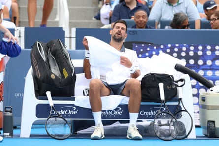 Novak Djokovic was seen struggling in the heat and humidity.