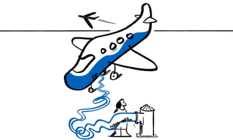 Illustration of plane attached to water pump