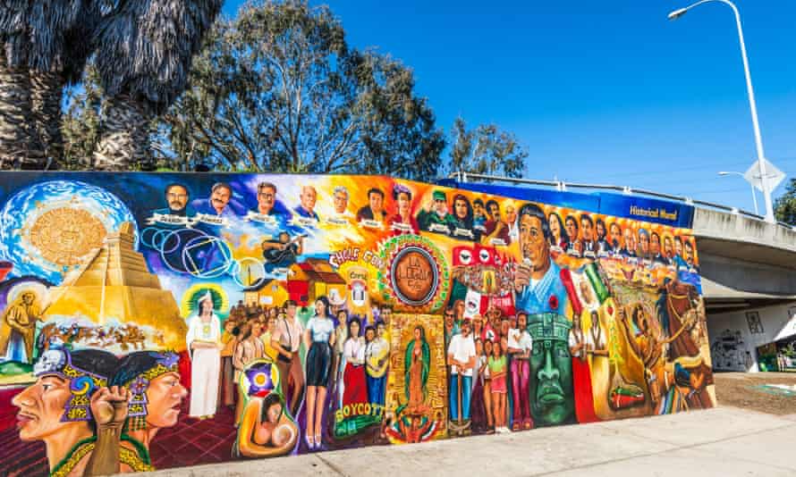Historical mural at Chicano Park. Barrio Logan, San Diego, California, United States.