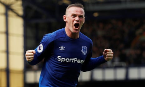Wayne Rooney celebrates scoring on his return to Everton against Stoke.