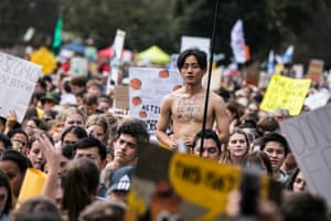 Thousands of people pack the Domain in Sydney for the climate strike.