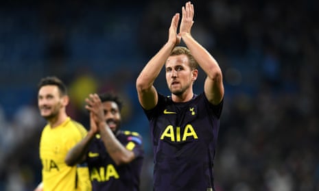 Harry Kane of Tottenham Hotspur shows appreciation to the fans after the match.