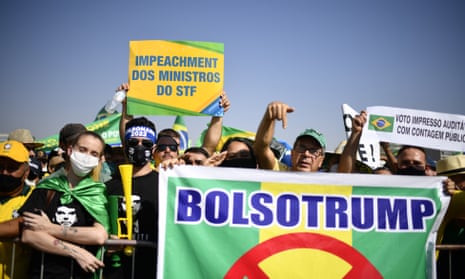 Supporters of Jair Bolsonaro march in Brasília, 7 September.
