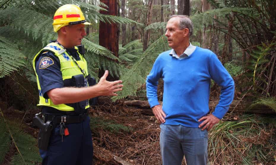 Bob Brown during a community protest over logging in north-west Tasmania in 2016, where he was arrested