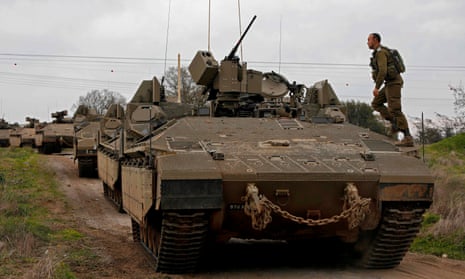 Israeli troops take part in a military drill in the Israeli-annexed Golan Heights on 13 January.