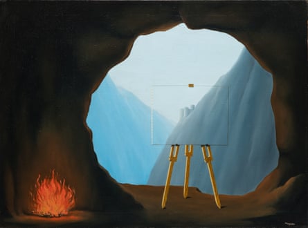 Hollow Earth review – digging deep into the curious history of caves in art | Exhibitions 2 Room with a view … René Magritte’s La Condition Humaine, 1935