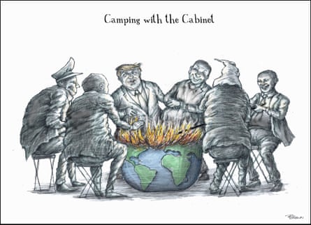 Camping With The Cabinet, a cartoon by Hilary Brown