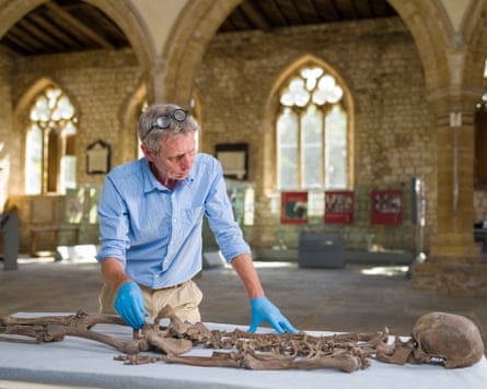 Kevin Booth lays out the skeleton at St Peter’s church