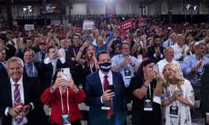 First Thing Trump Flouts Covid Regulations With Another Indoor Rally Us News The Guardian