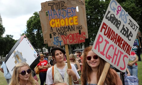 Women gather in Parliament Square, London, for a protest in support of legal abortion in Northern Ireland on 24 June 2017