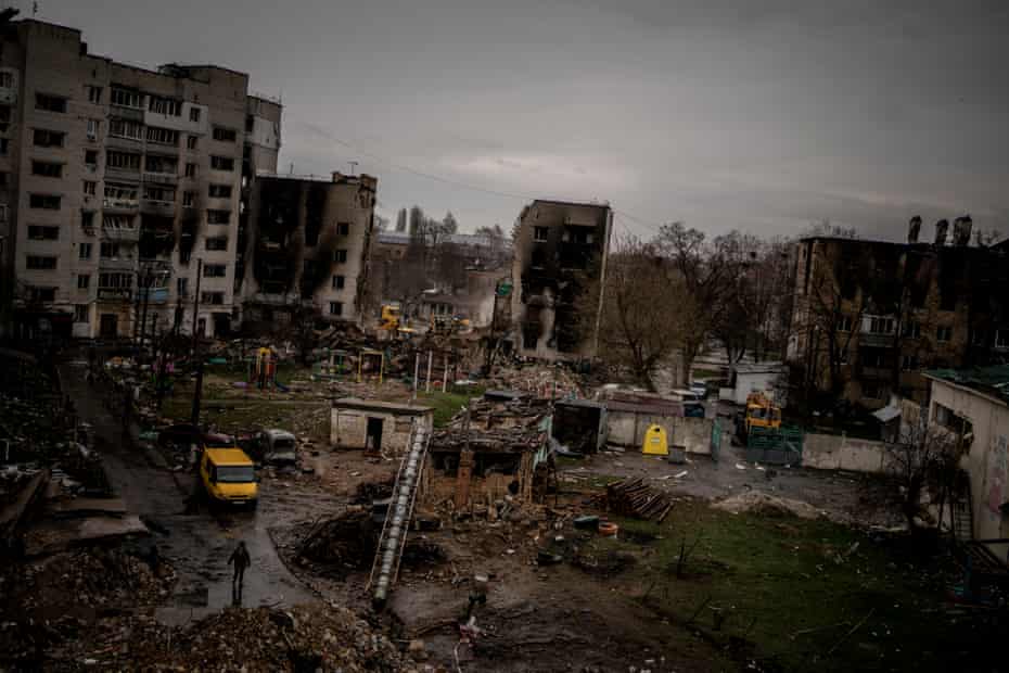 Kiev'in kuzeybatısındaki yıkılan Borodianka kasabasından bir görünüm