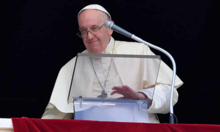 Pope Francis leads the Regina Coeli prayer from the window of his office at the Vatican City in May. Pope Francis leads the Regina Coeli prayer from the window of his office at the Vatican City in May.