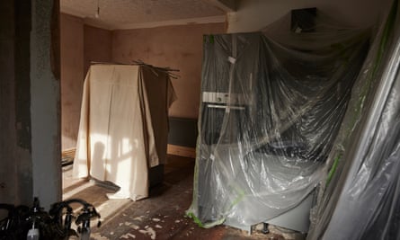 Possessions covered in sheeting in Michelle Bromley’s house