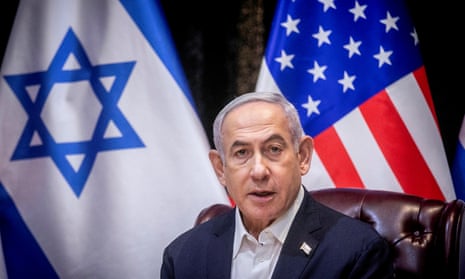 Israeli prime minister Benjamin Netanyahu speaks  in Tel Aviv during a meeting in October 2023 with U.S. president Joe Biden to discuss the ongoing conflict between Israel and Hamas.