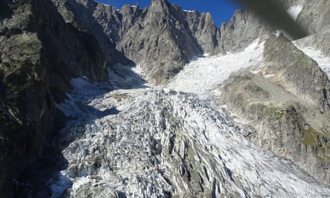 The Planpincieux glacier on the Grandes Jorasses peak of the Mont Blanc massif