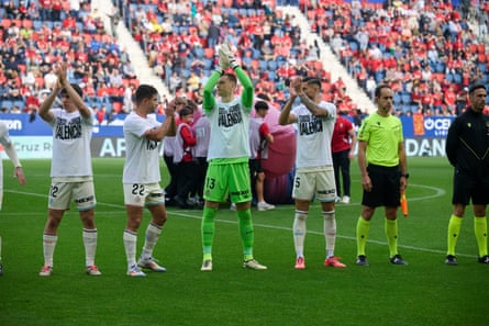 Real Valladolid players before their game with Osasuna.